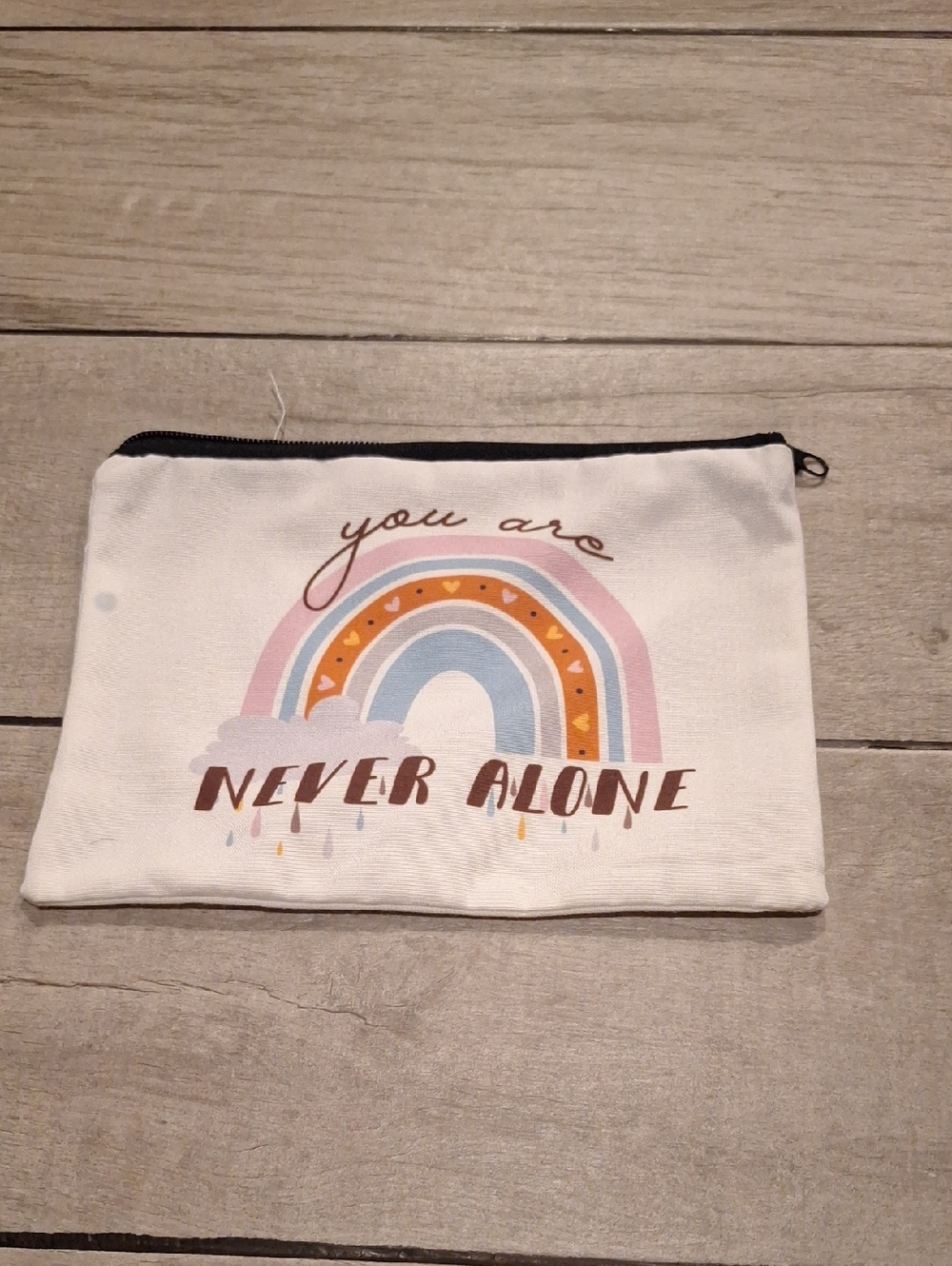 🍁'You Are Never Alone Rainbow Zip Pouch🍋🟩